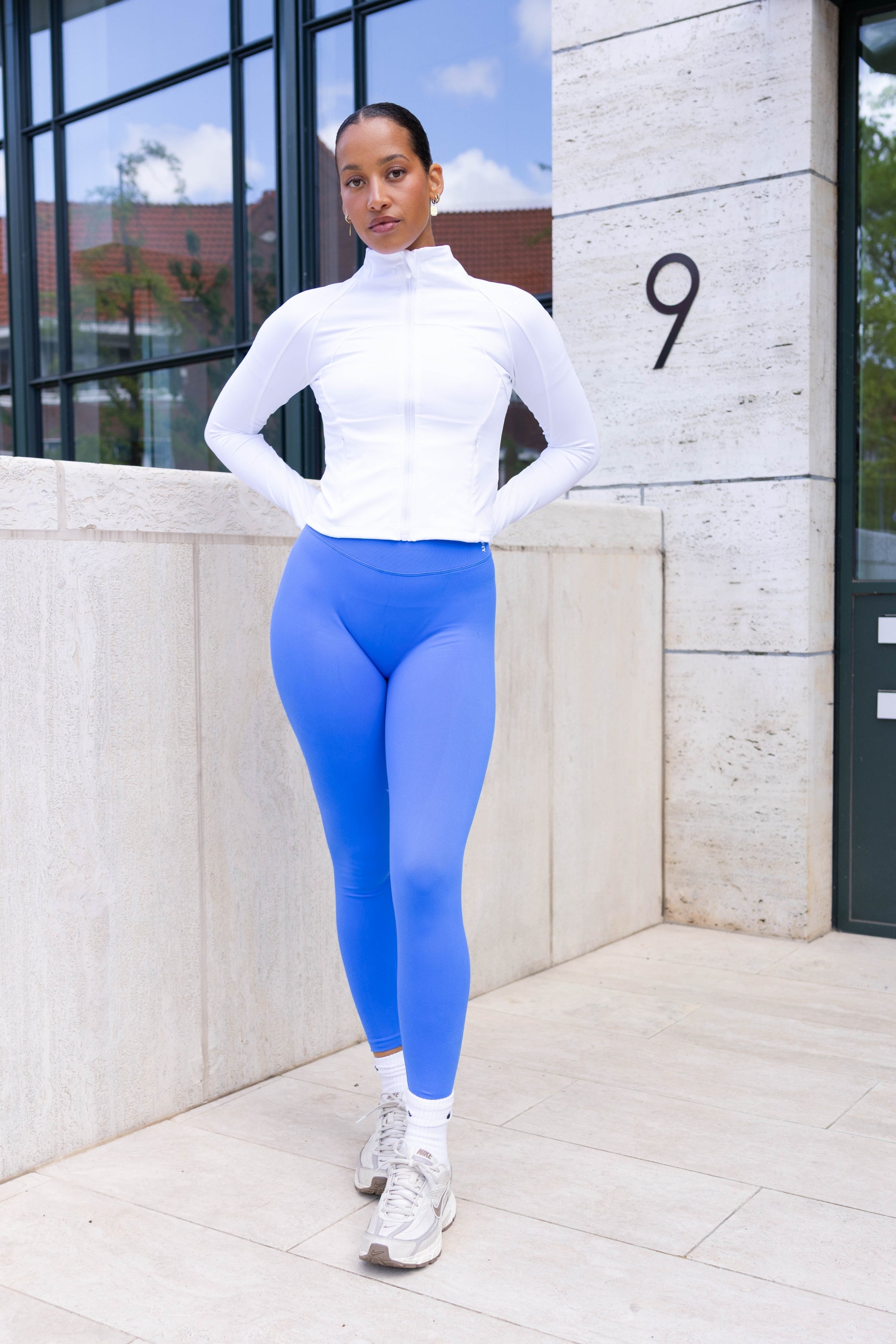 Kiara Seamless Mid Waist Leggings Sky Blue