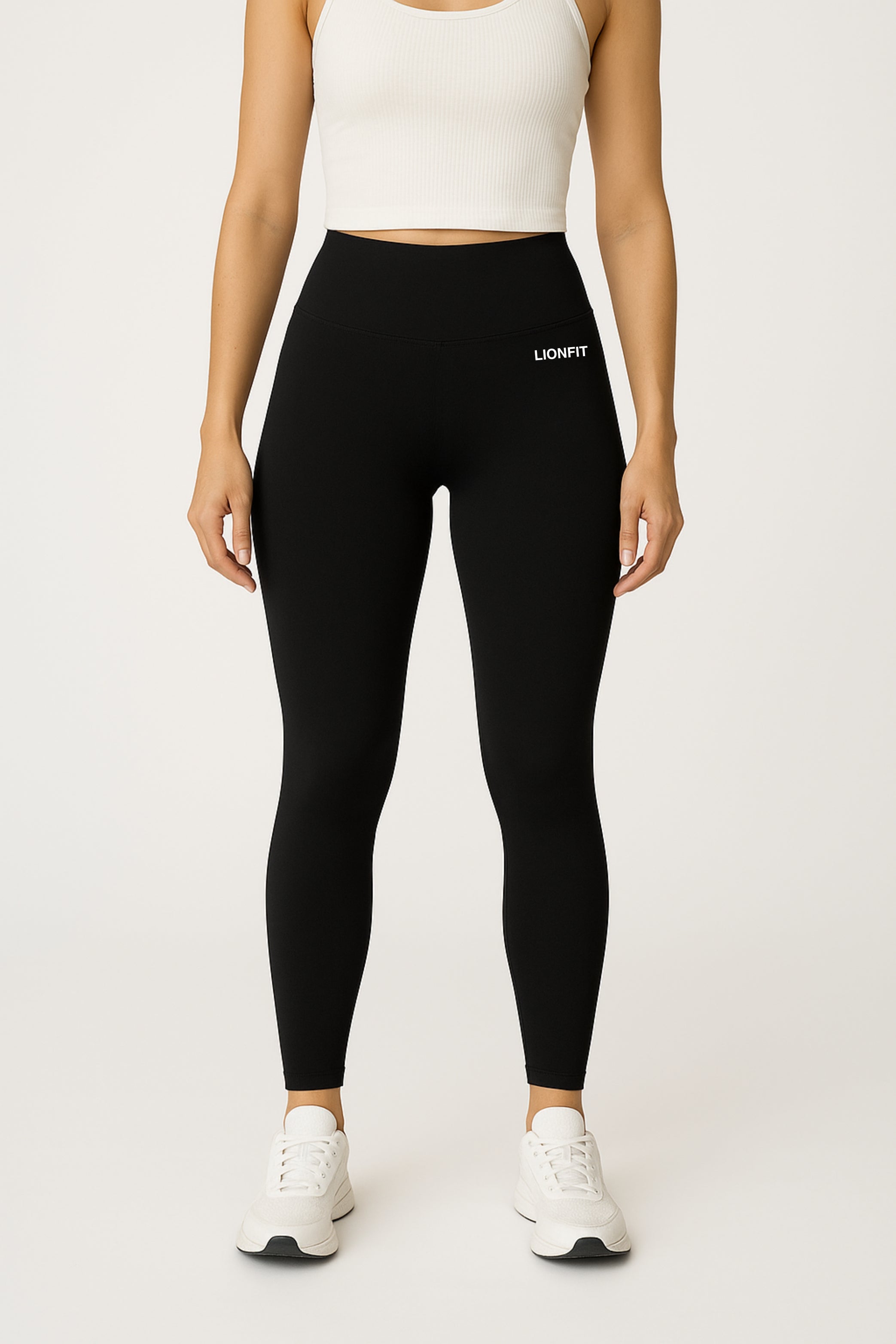 Lina seamless high waist legging in zwart - voorkant met shaping effect en hoge tailleband
