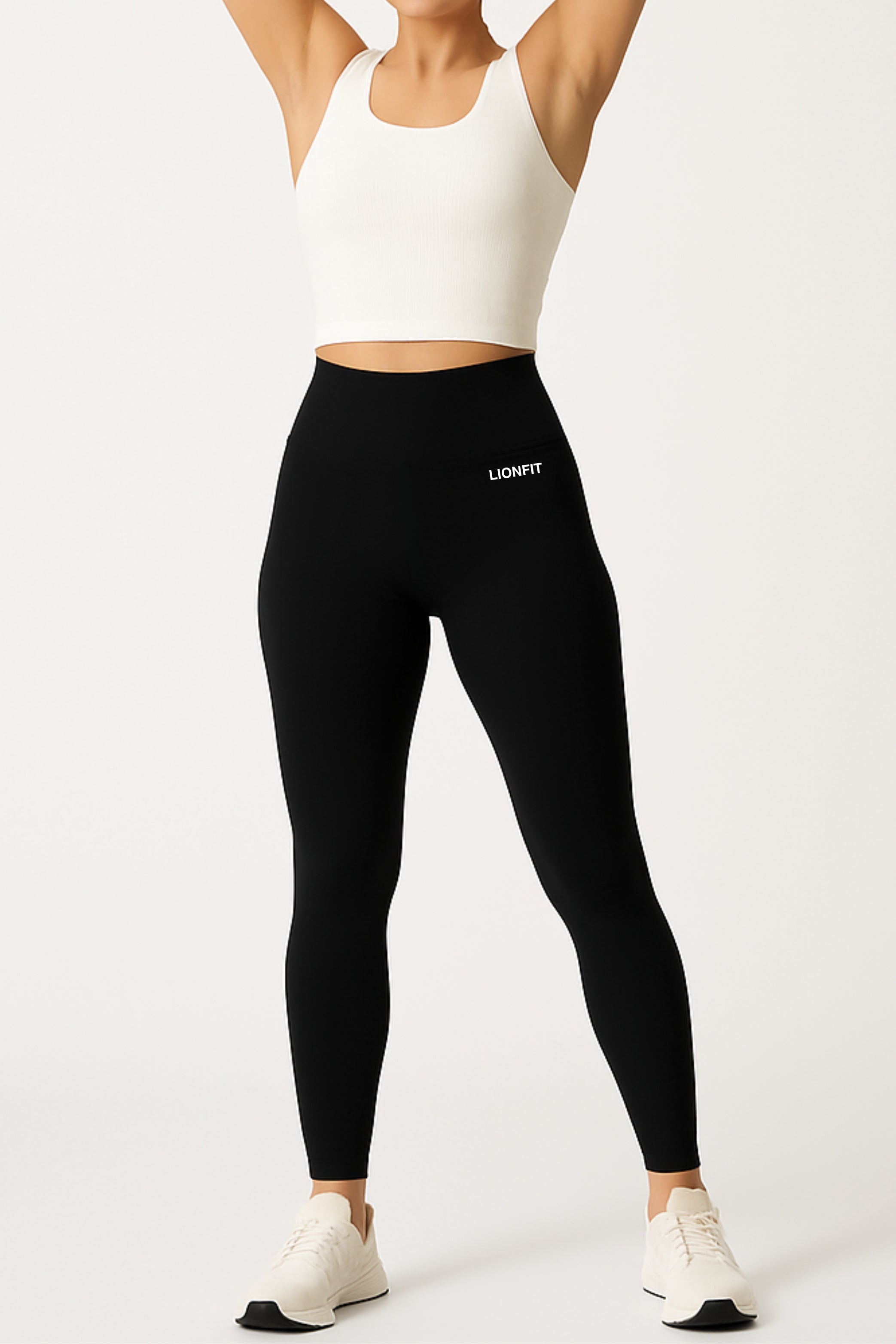 Lina seamless high waist legging in zwart - voorkant met shaping effect en hoge tailleband 2