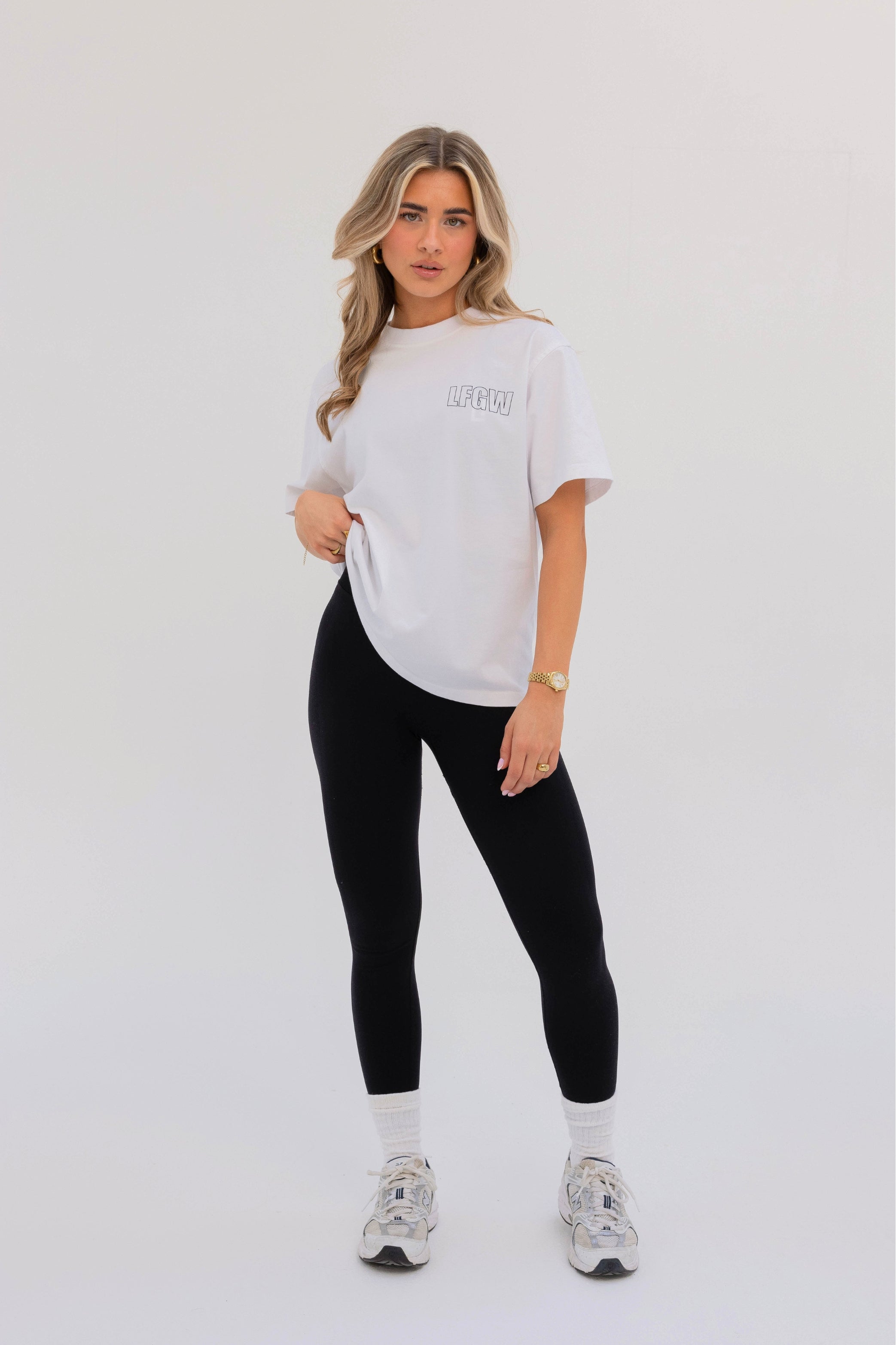 Optical white Nala oversized T-shirt - volledige vooraanzicht, losvallende fit voor sport en casual gebruik