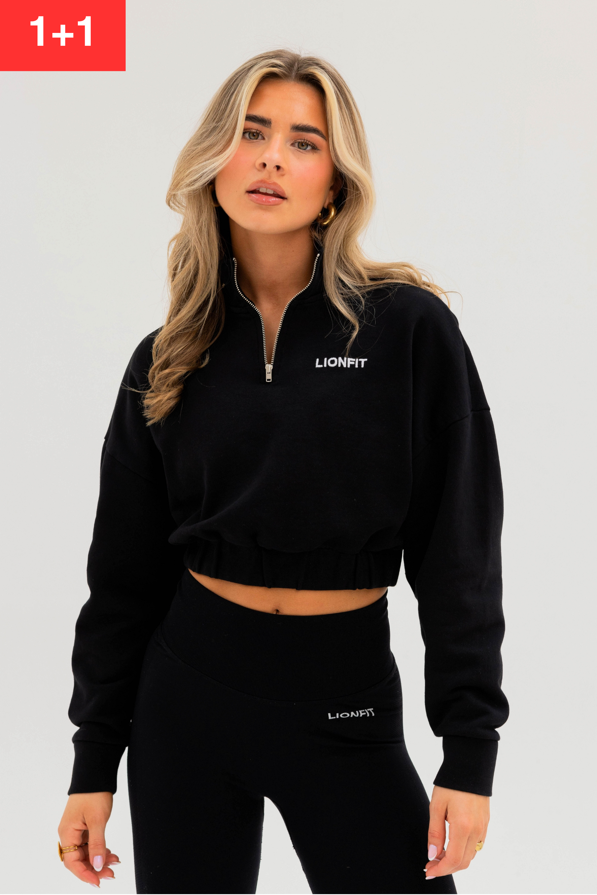 Kion Cropped Halfzip Sweat Black