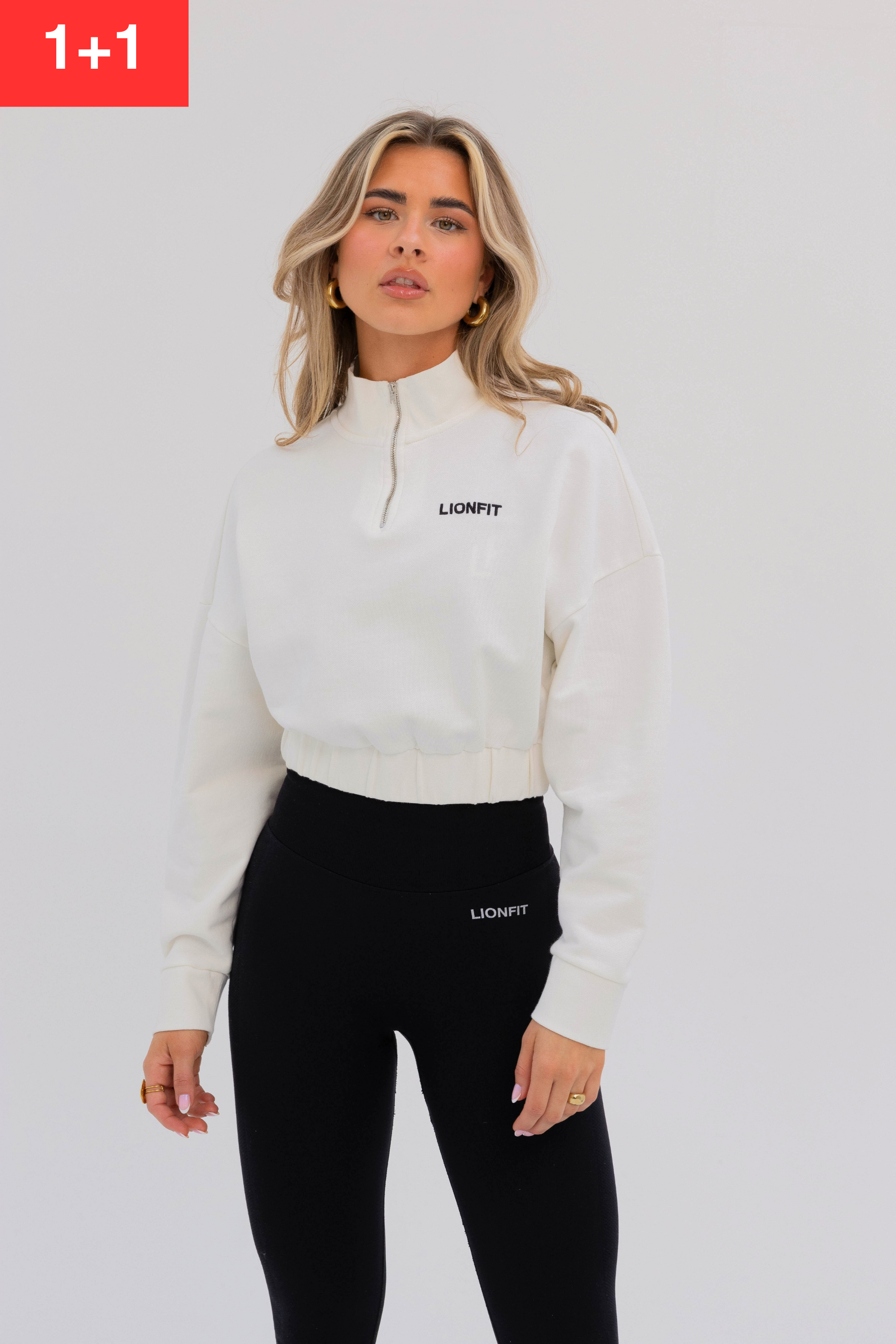 Kion Cropped Halfzip Sweat Off White