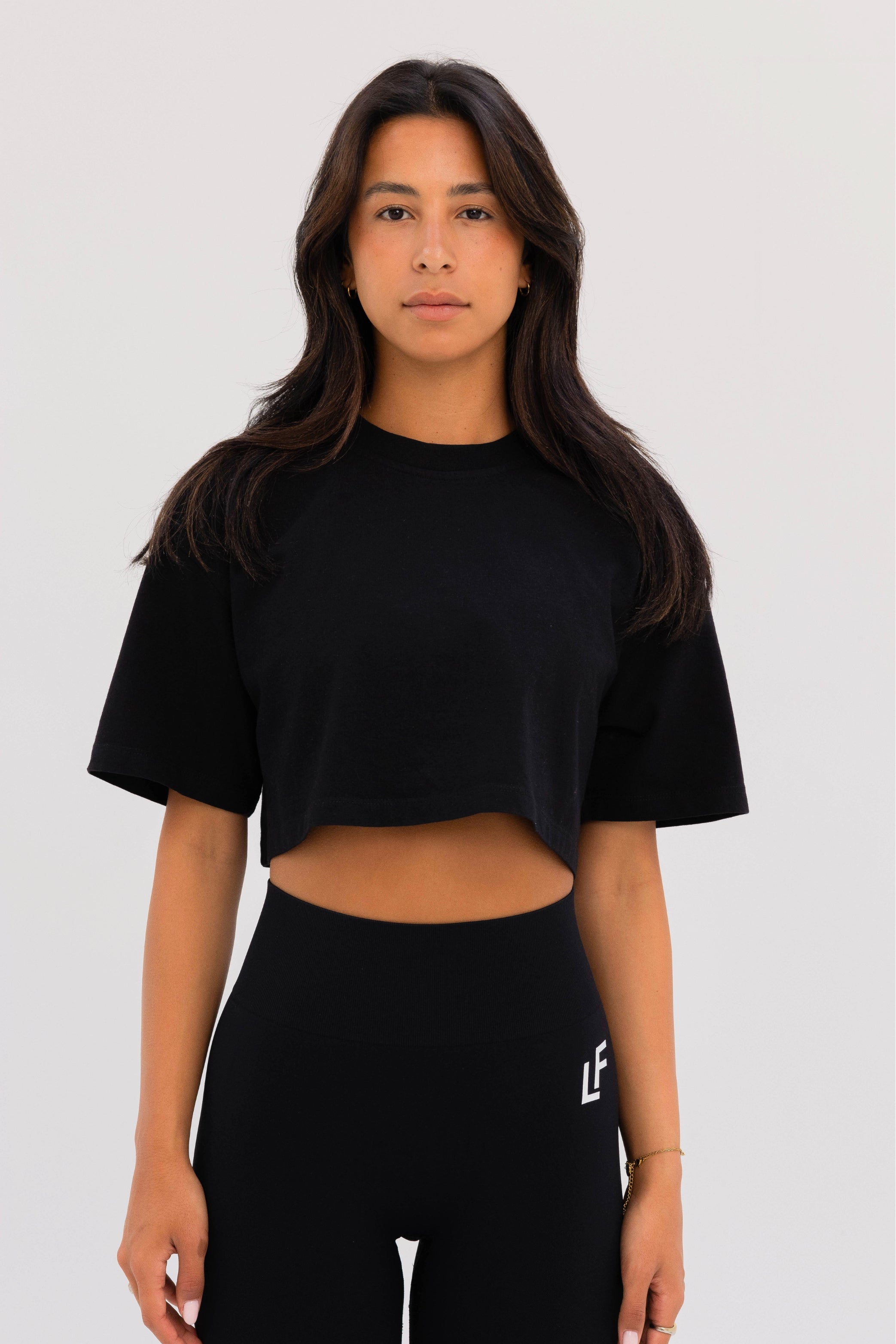 Kion Cropped Tee Black - Lionfit