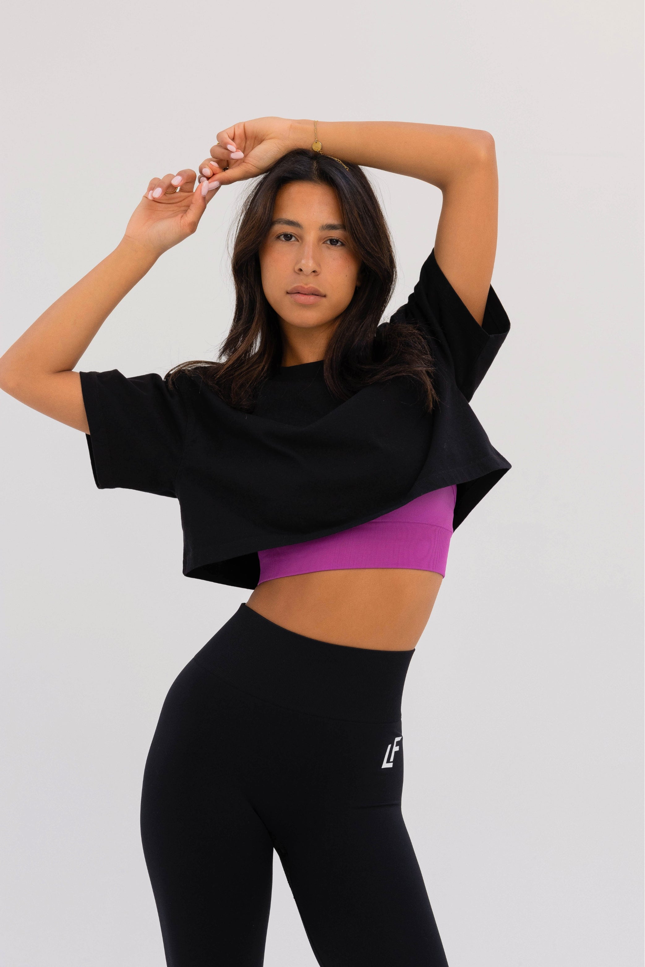 Kion Cropped Tee Black - Lionfit