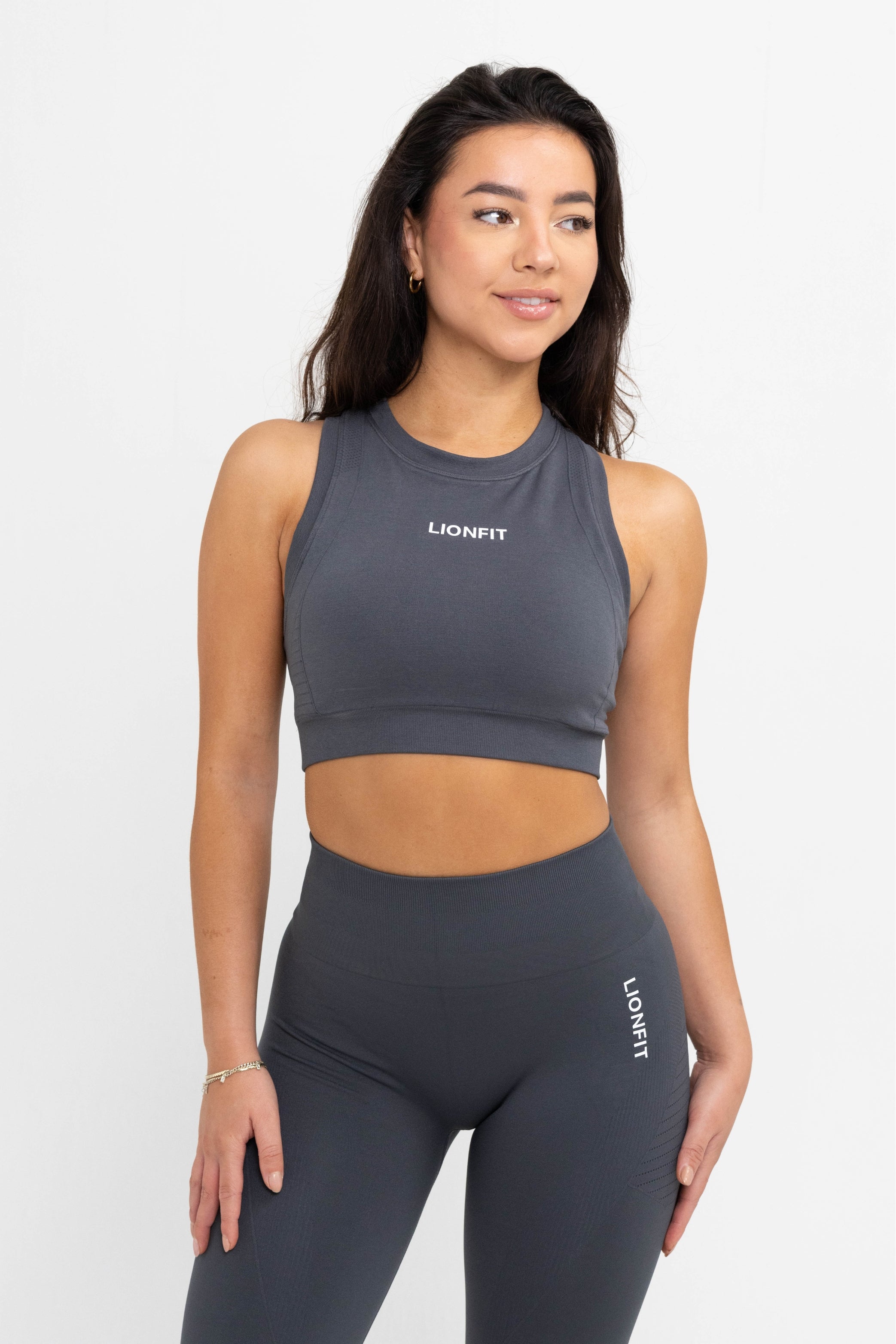 LIONFIT LEO HIGH NECK SPORTS BRA ANTRA GREY 2