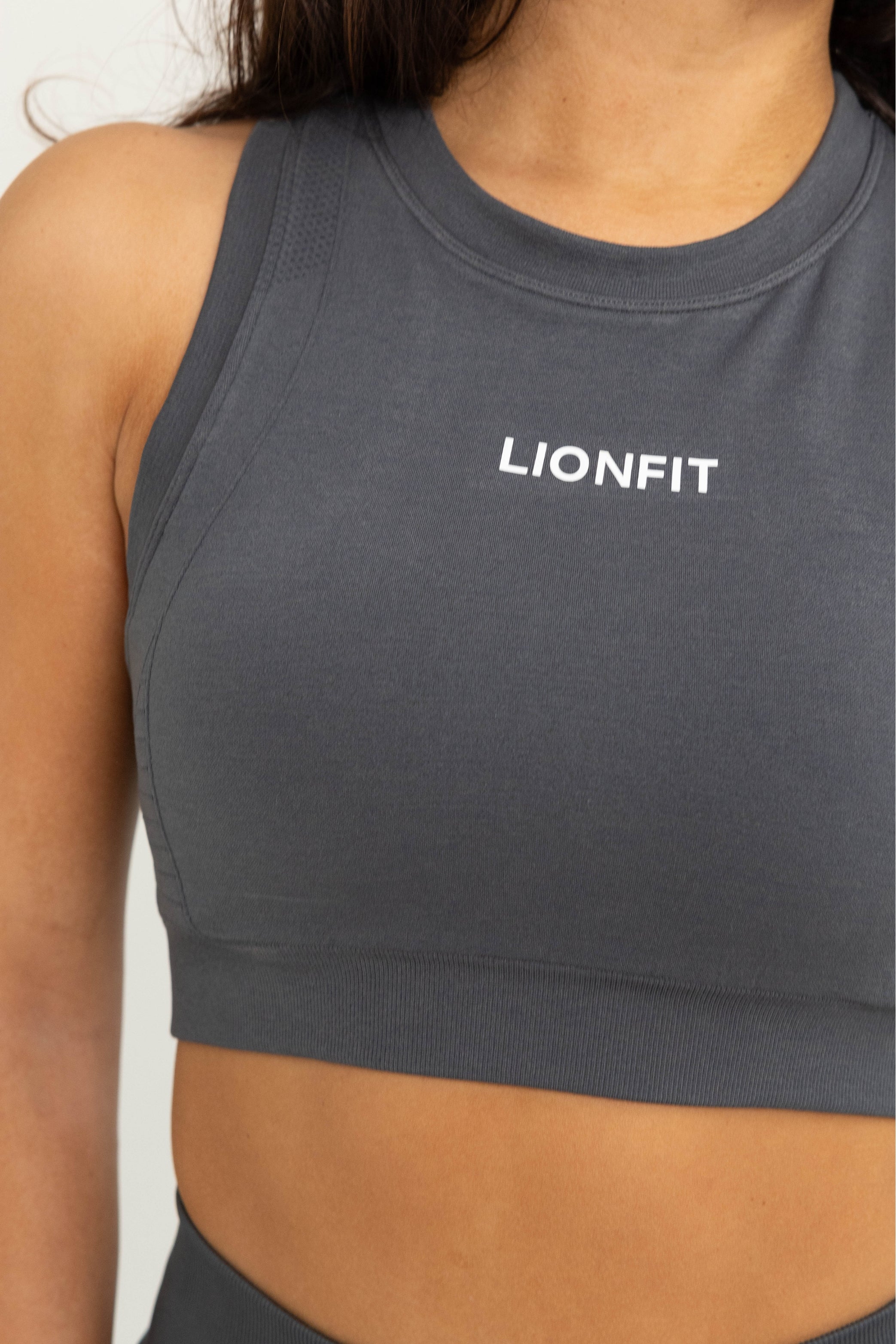 LIONFIT LEO HIGH NECK SPORTS BRA ANTRA GREY 4