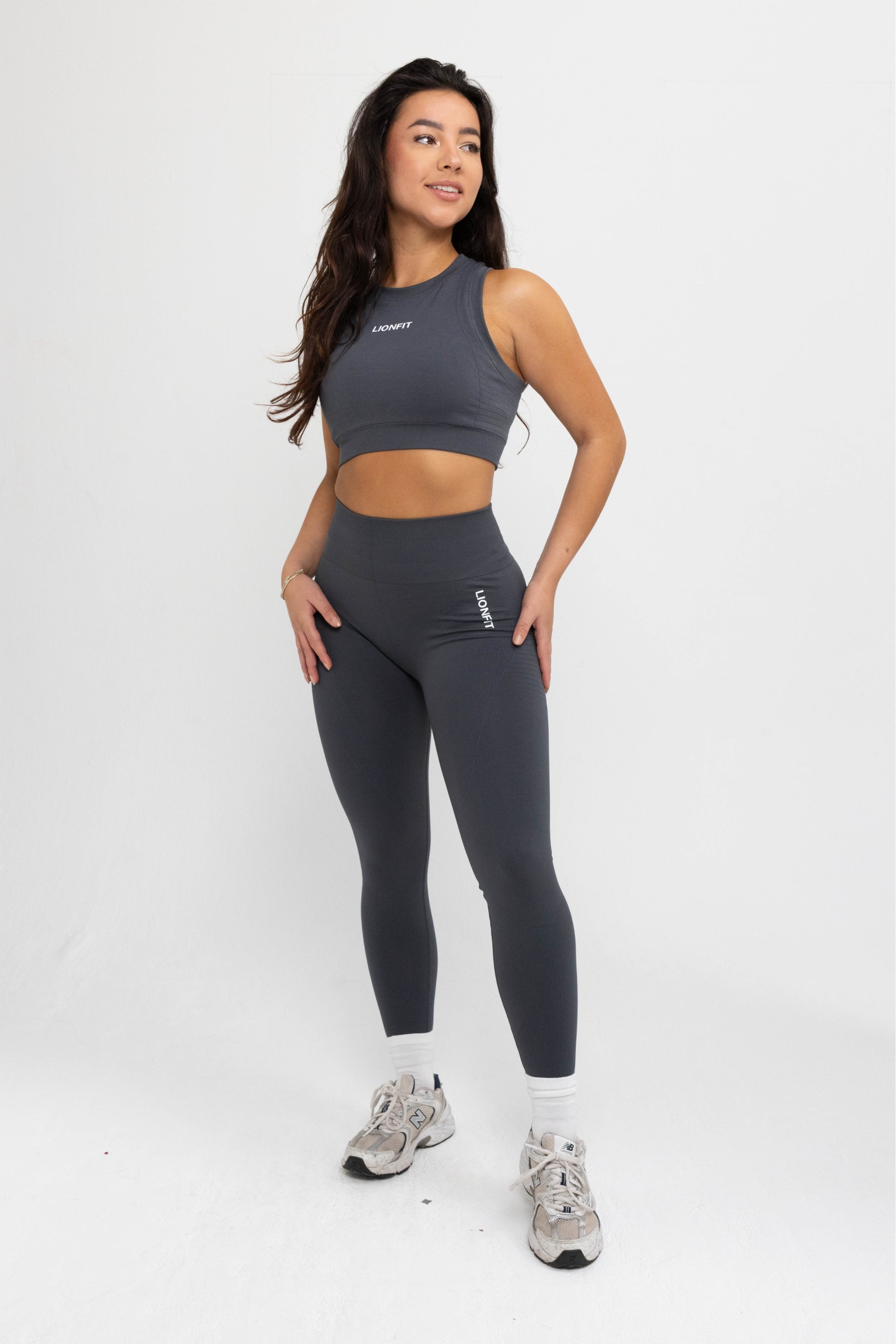 LIONFIT LEO HIGH NECK SPORTS BRA ANTRA GREY 7