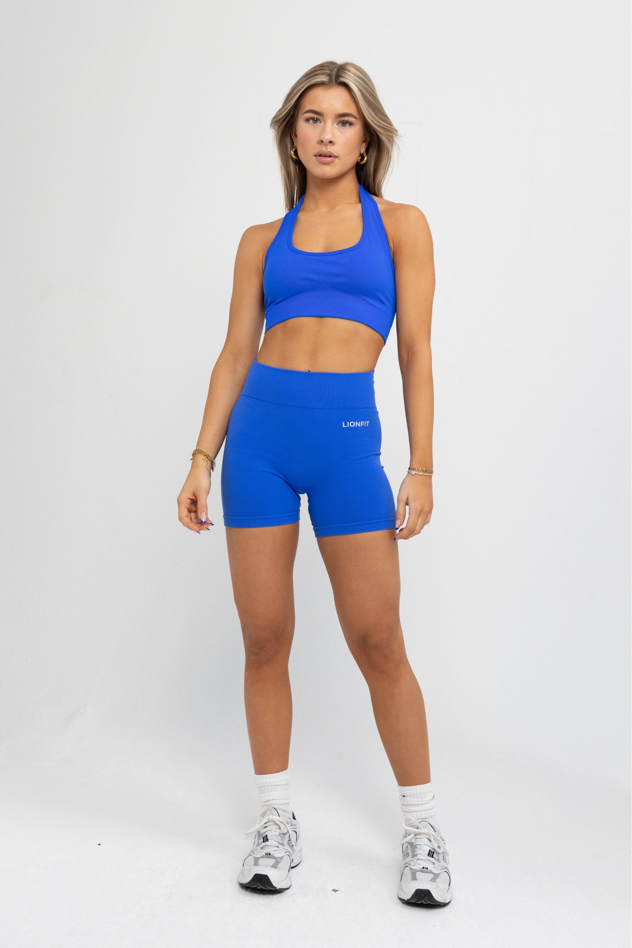 LIONFIT ZIRA SPORTS BRA BLUE HALTER 