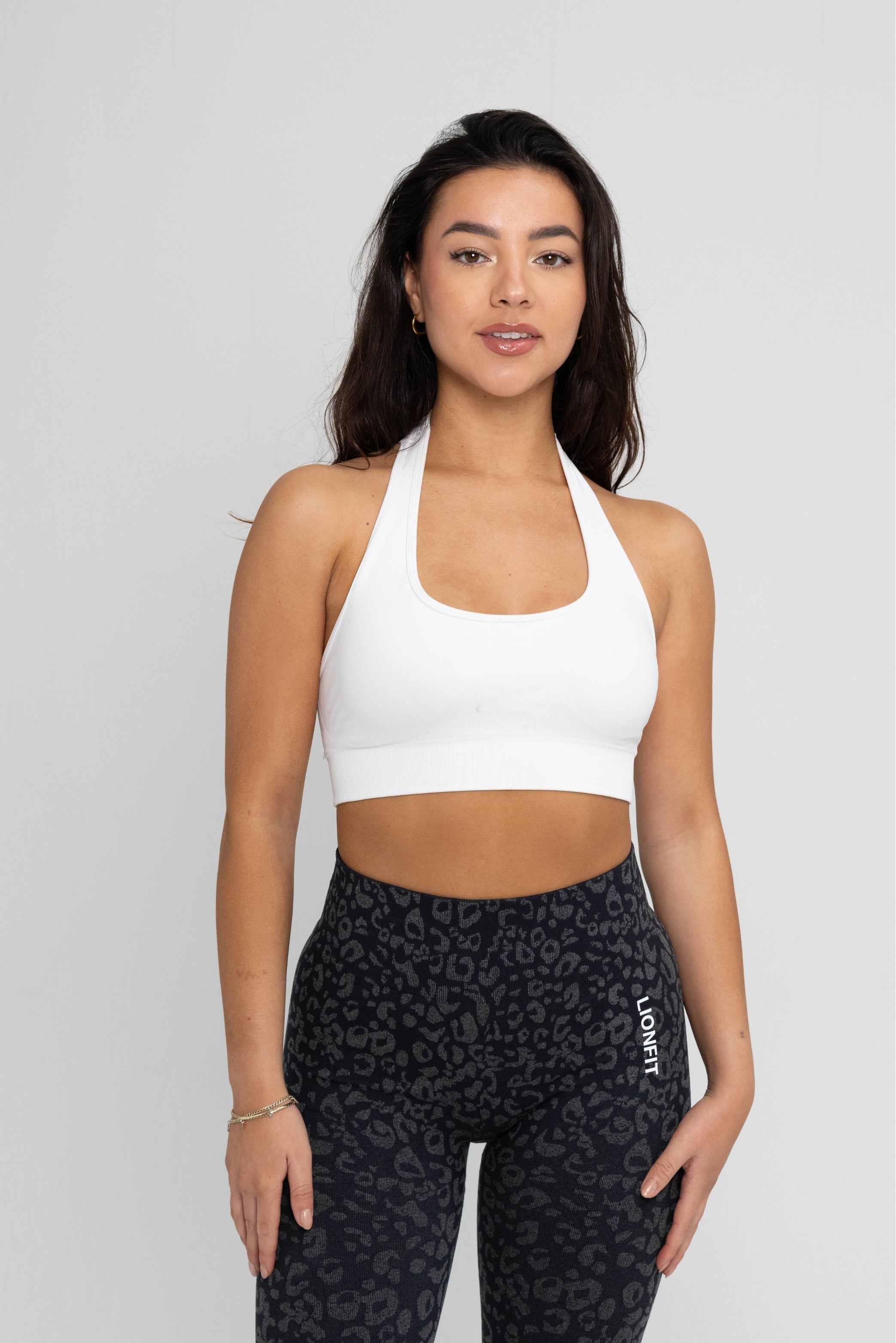 LIONFIT ZIRA Sports Bra White Halter 