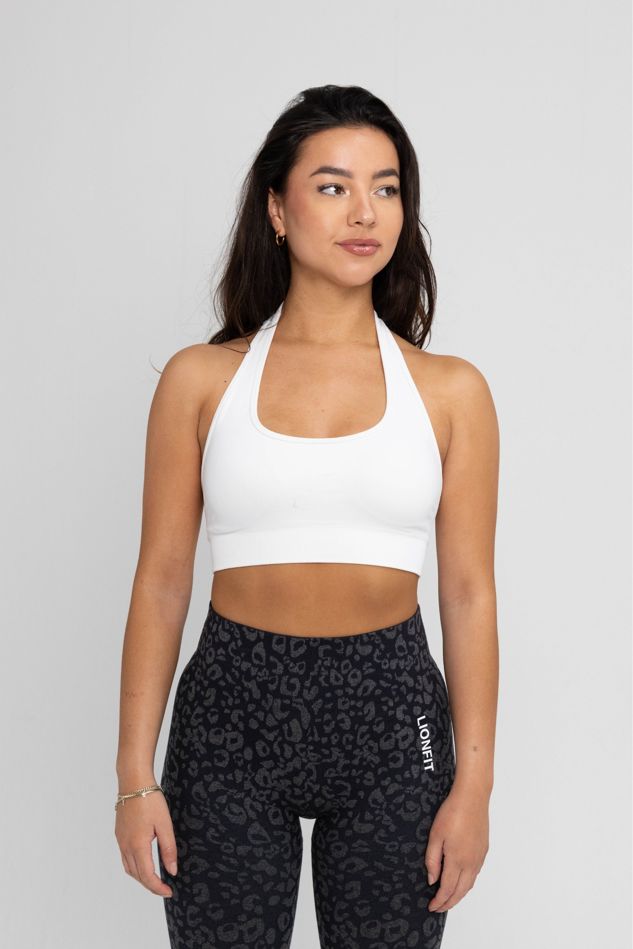 LIONFIT ZIRA Sports Bra White Halter