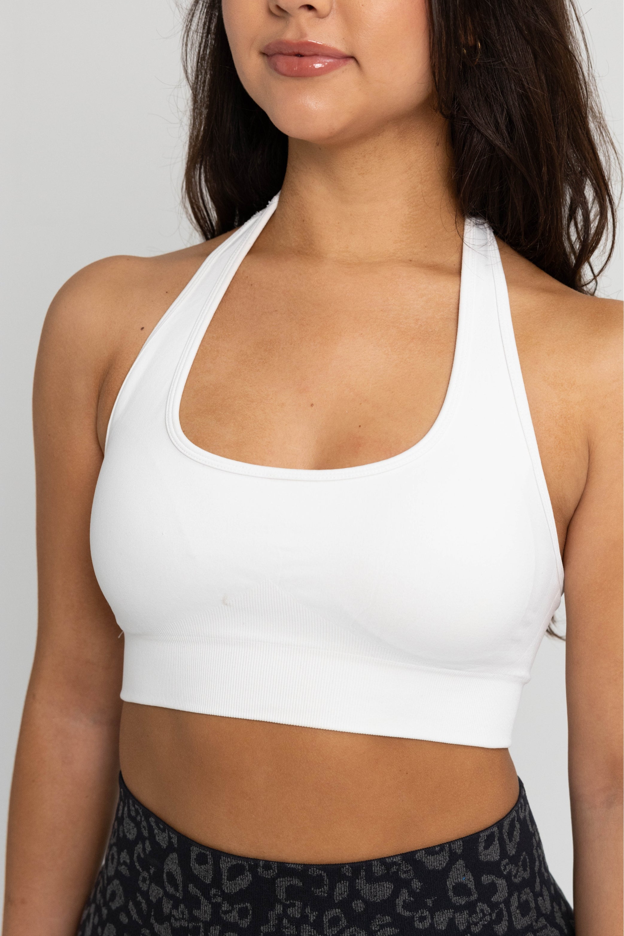 LIONFIT ZIRA Sports Bra White Halter