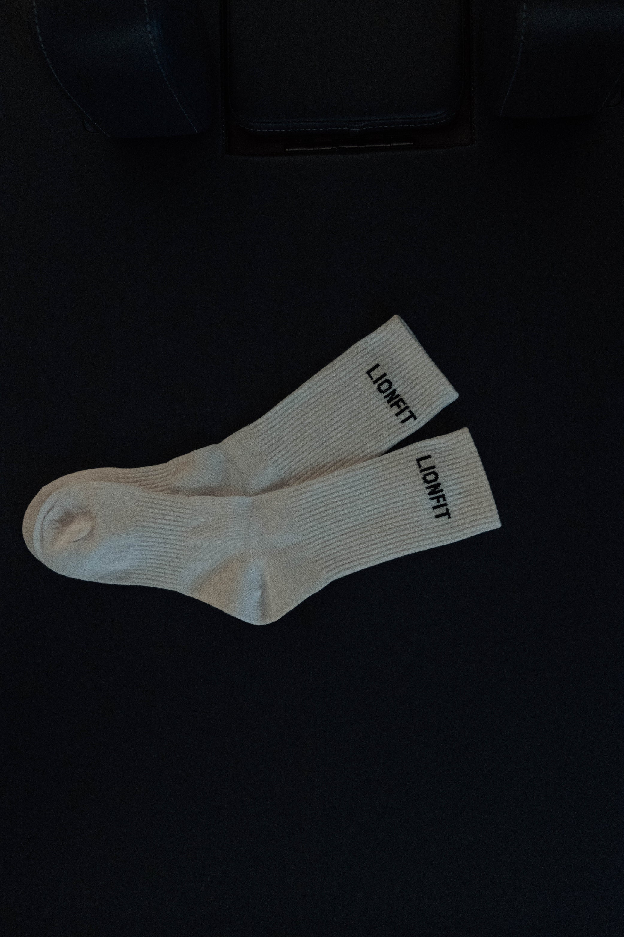 Lionfit Essential Socks White - Hoge witte sportsokken met logo, comfortabele pasvorm, ideaal voor sporten en dagelijks gebruik, gedragen met sneakers