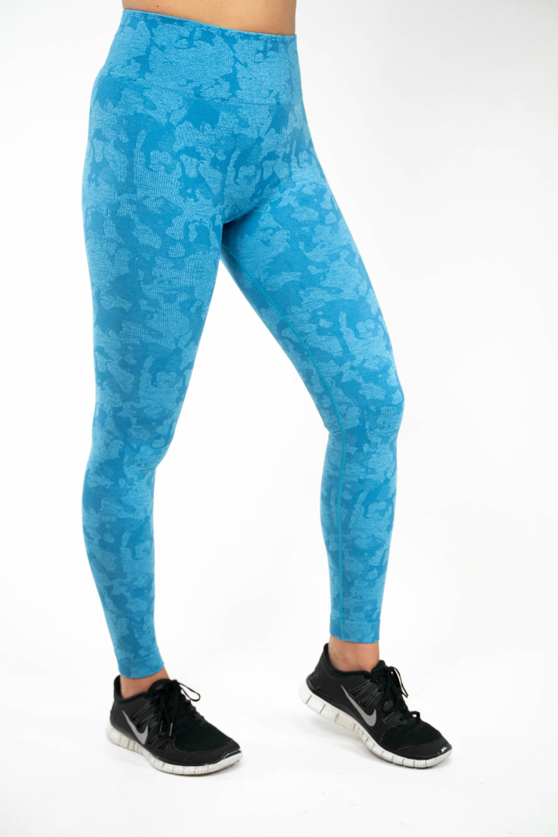 Seamless Light Blue Camo Legging Lionfit Squatproof